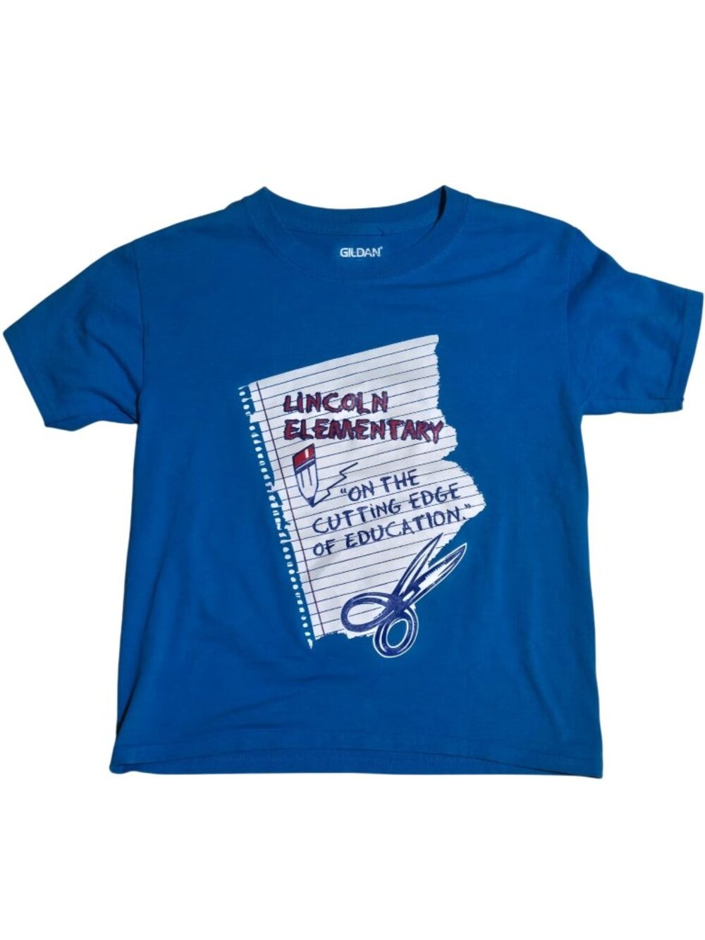 Lincoln Elementary School Graphic T Shirt Gildan Youth Small Blue vintage Kids